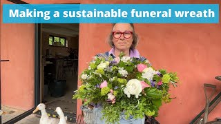 How to make a fresh flower funeral wreath with no floral foam, no plastic, no wire - just flowers x