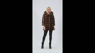 W412 - Horizontal Layout Demi-Buff Mink Fur Jacket with Hood