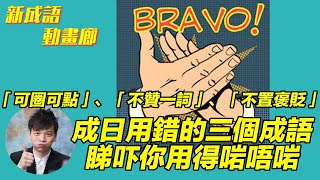 成日用錯的三個成語：「可圈可點」、「不贊一詞」、「不置褒貶」睇吓你用得啱唔啱【YY新成語動畫廊】