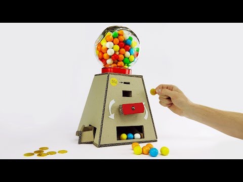 DIY Gumball Machine Money Operated from Cardboard at Home DIY Gumball Machine Money Operated from Cardboard at Home
