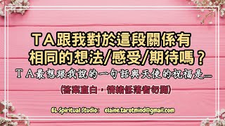 【Elaine的愛情塔羅】TA跟我對於這段關係有相同的想法/感受/期待嗎？未來1個月的發展狀況？TA最想跟我說的一句話跟大天使的祝福是 (答案直白，請謹慎使用)