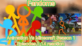 Fandoms react to Animation Vs Minecraft season 1! (Episodes 1-14) (Gacha reaction)