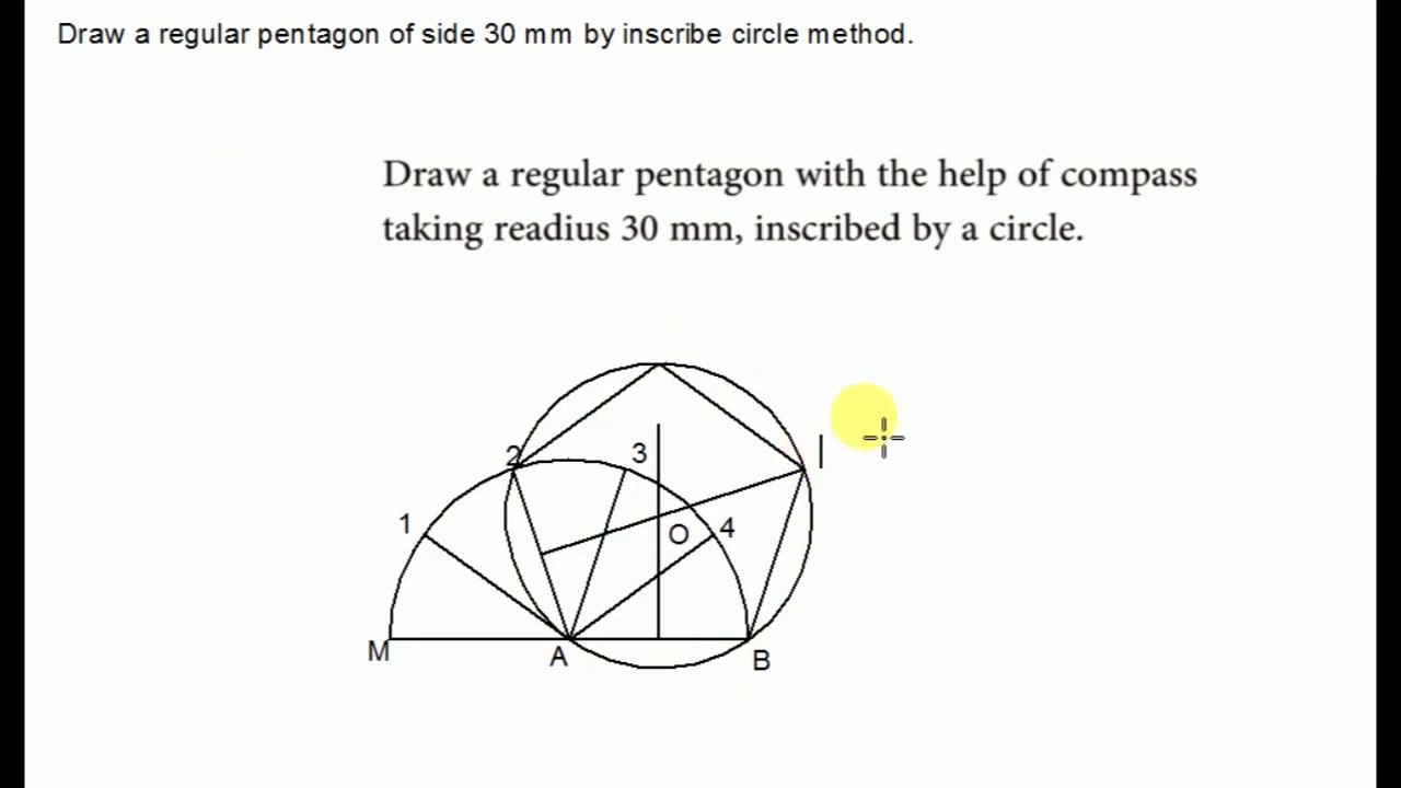 Draw A Regular Pentagon By Inscribe Circle Method - YouTube