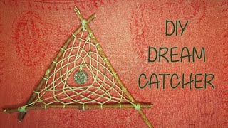 DIY dream catcher tutorial- triangle dreamcatcher made with sticks