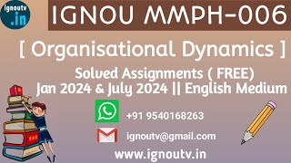 IGNOU MMPH-006 Solved Assignment Jan 2024 \u0026 July 2024 [FREE] || IGNOU MBA || IGNOU TV || IGNOU ||