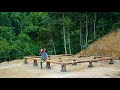 Building My New Big Log HOUSE Alone in Nature | Wooden Foundation - Ep.1