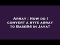 Array : How do I convert a byte array to Base64 in Java?