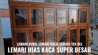 Super Besar LEMARI HIAS 6 PINTU KACA MINIMALIS / Lemari Pajangan Buat Buku Tas dll