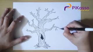 How to Draw a Oak Tree step by step easy