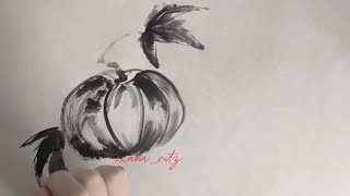 Japanese traditional ink | Sumie | Suibokuga | Pumpkin 4 types