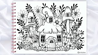 🌼🌿 How to draw doodle mushroom house🌼🌿