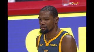 Kevin Durant Gets Mad at Draymond Green for Late Turnover in OT Loss