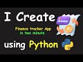 I CREATE FINANCE TRACKER APP IN 2 MIN USING PYTHON & LEARN PYTHON BY BUILDING SIMPLE PROJECTS