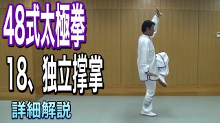 ４８式太極拳　１８、独立撑掌【ドゥリチゥォンジァン】詳細解説（日本語字幕付き）