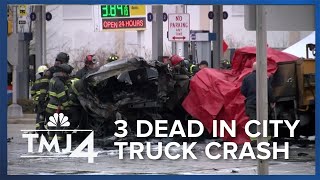 3 killed in fiery crash involving 10 cars including city truck
