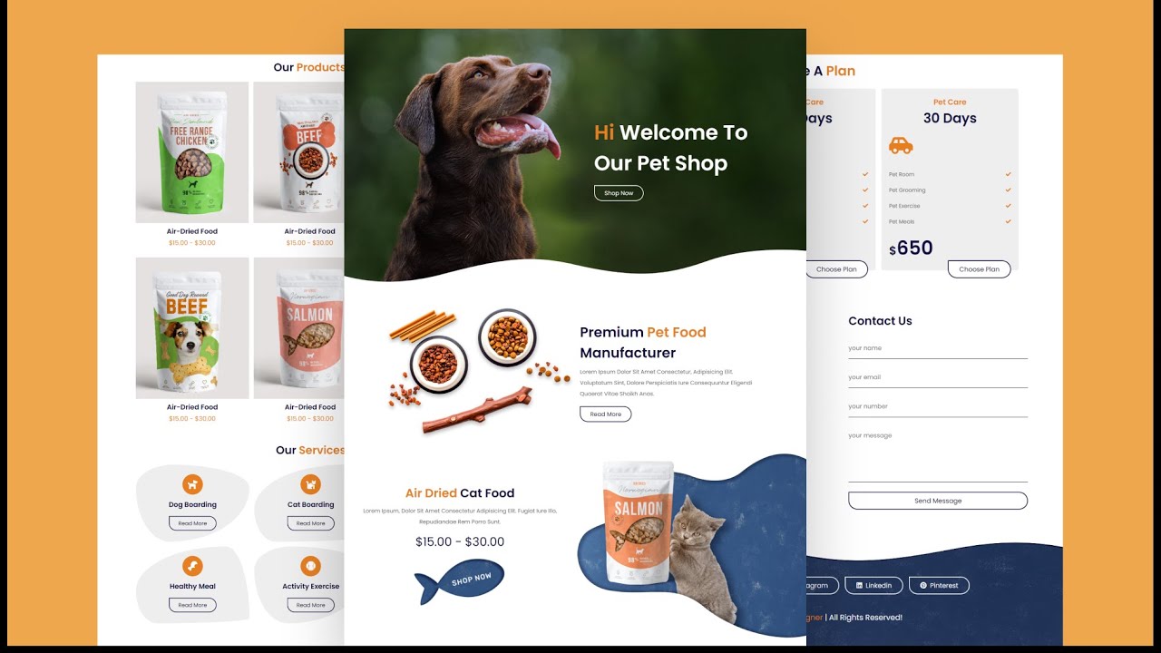 Create A Responsive Pet Service Shop Website Design Template Using HTML ...