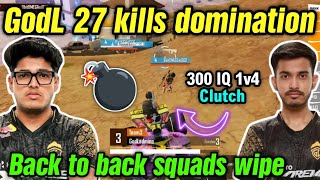 Admino 300iq 1v4 clutch 😲 Jonathan shocked GodL 27 kills domination 🇮🇳