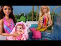 barbie u0026 ken doll family pool party story