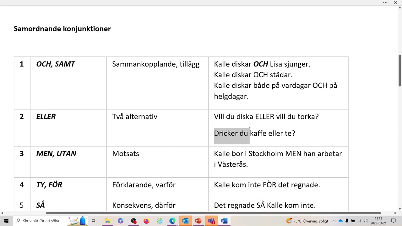 Konjunktioner - SFI Kurs C, D, SVA Och Svenska - YouTube