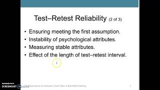 Psychometrics - Estimates of Reliability (Furr Ch 6, video1)