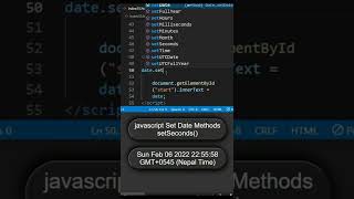 JavaScript set Date Method setSeconds #shorts #html