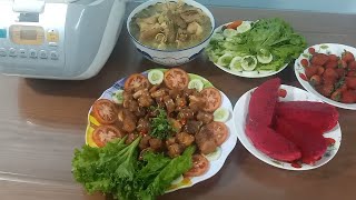 Linh tập nấu ăn, nấu bữa cơm gia đình ( Cơm đã chín,đợi ba đi làm về ăn cơm 🍚)