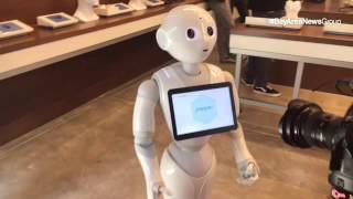 SoftBank is demo-ing its Pepper robot at Palo Alto's B8ta electronics store.