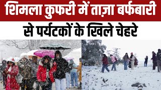 #himachal :शिमला कुफरी में ताज़ा बर्फबारी से पर्यटकों के खिले चेहरे | SHIMLA | SNOW FALL |