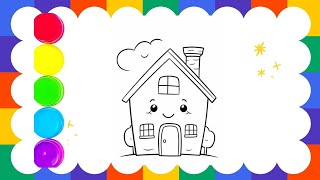 How To Draw House| Easy House Drawing For Kids And Toddlers |Cute House| #colouring