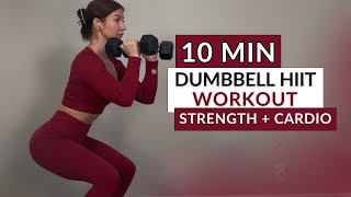 10-Min Full Body Dumbbell Workout – No Jumping, Strength \u0026 Cardio