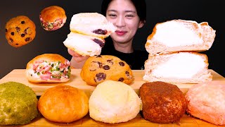 🍞Creamy mochi steamed bread🥐| Salt, Castella, Milk, Pistachio Mochi steamed bread ASMR Mukbang