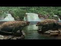 Динозавр Карнотавр нападает на стадо динозавров carnotaurus dinosaur attacks herd of dinosaurs