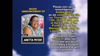 Anetta Peter ~ Short Obituary
