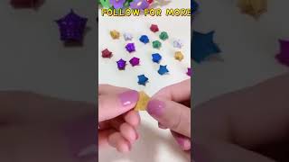 Lucky gillter Paper Star. Instructions to make a gillter Paper Star. Origami Star tutorial