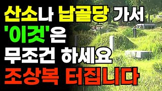 산소나 납골당 가셔서 '이것' 하신다면 조상님이 큰 복 내려 주십니다 ㅣ 재물복 얻는 성묘예절 ㅣ 재물운 ㅣ조상복 ㅣ추석 ㅣ 산소풍수