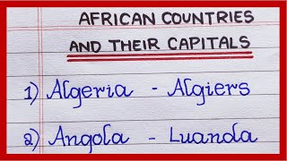 African Countries and their Capitals in English | List of African Countries and their capitals