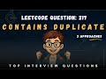 LeetCode 217 Contains Duplicate | Brute Force, Sorting & HashSet Approach Explained