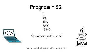 #32 || Program to Print Number pattern 7.. || #JAVA || Java Programing Questions