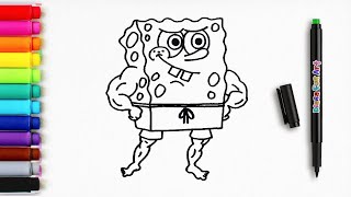 How to Draw Spongebob Characters | Spongebob Squarepants got Muscular