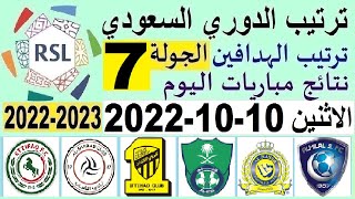 جدول ترتيب الدوري السعودي للمحترفين بعد مباريات اليوم الاثنين 10-10-2022 في الجولة 7 السابعة