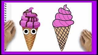 Easy Ice Cream Drawing For Kids | how to draw Cone Ice cream | Easy kids Drawing #icecream