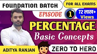 DAY-1 || PERCENTAGE (प्रतिशतता) || Basic Concepts ❤️ ||All Govt Exams || BY ADITYA SIR || CGL TOPPER