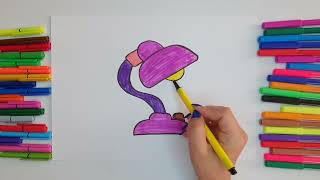 How-To Draw a Cartoon Lamp, Cute Lamp Step-by-Step Drawing Tutoria