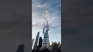 Giant umbrella open up over the world tallest building in Dubai #shorts #rain #subscribe