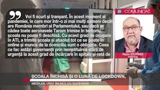 Școala închisă și o lună de lockdown, mesajul unui imunolog sucevean