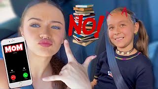 SNEAKING MY LITTLE SISTER OUT OF SCHOOL **MOM GETS MAD**