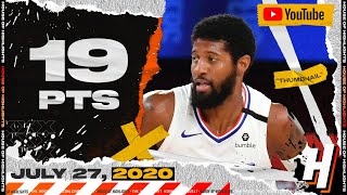 Paul George 19 Points Full Highlights | Kings vs Clippers | July 27, 2020