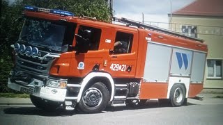 Dynamiczny wyjazd dwóch Scanii z OSP w Przechlewie - 429[G]21, 22