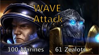 100 Marines vs 61 Zealots 93 - starcraft wave attack