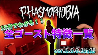 【Phasmophobia:解説】【旧バージョン】【リメイク版は概要欄に記載】15分でわかる！？全ゴースト特徴一覧！！初心者・中級者必見！ナイトメア・インサニティで使える特定方法！